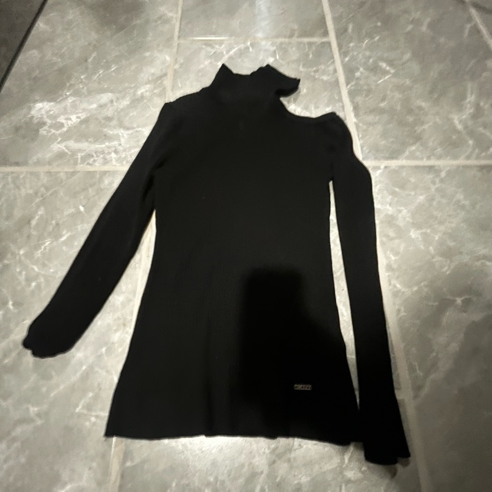 DKNY black sweater with open shoulder